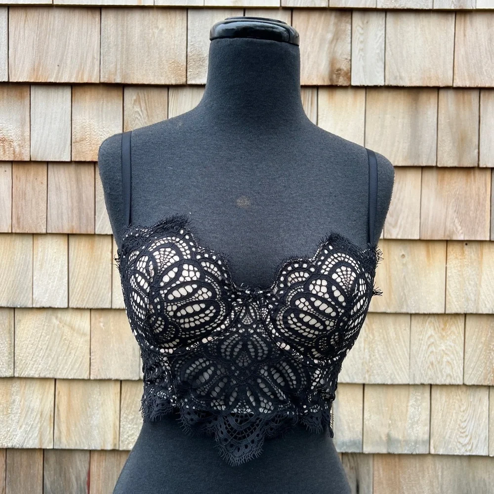 Victoria's Secret Dream Angels Lined Multi-Way Mini Lace Bustier in Black, 32D - Picture 12 of 14